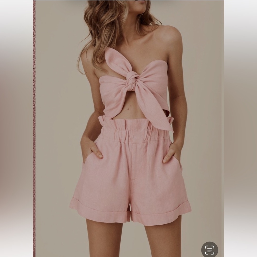 POSSE 2 PIECE LINEN SHORT SET - NUDE - S